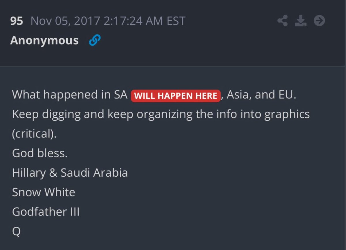🚨MASS ARRESTS🚨
Remember what happened in Saudi Arabia in 2017 the purge &amp; mass arrest of the corrupt DeepState in that nation led by The one &amp; only Crown Prince Bin Salman❓

For the hopeless, non believers, cry babies, haters, “I wish” “I hope” “I pray” individuals guess