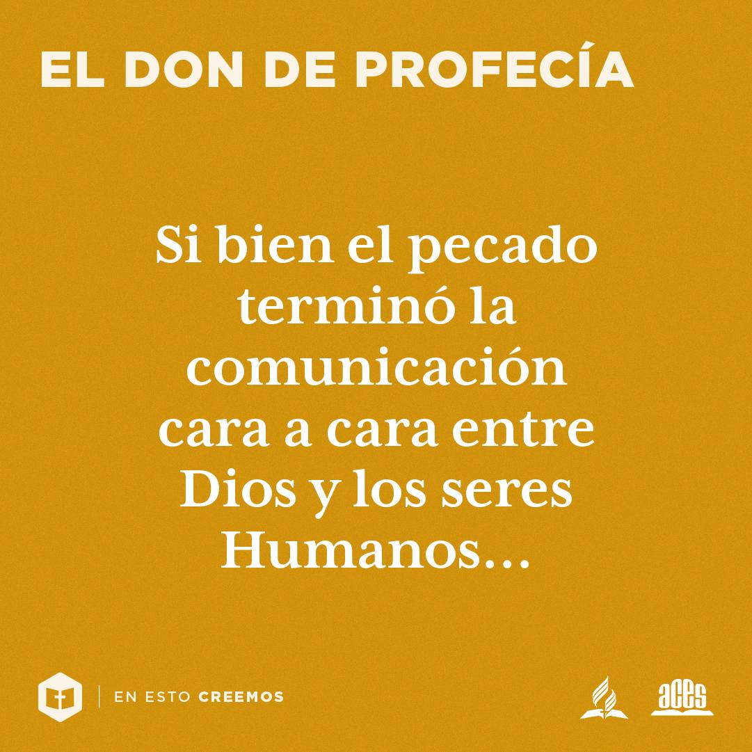 Dios no por eso terminó su intimidad con los seres humanos; en vez de ello, desarrolló otras formas de comunicarse. Comenzó a enviar sus mensajes de ánimo, amonestación y reproche a través de los profetas.

🔸Lea enestocreemos.editorialaces.com #EnEstoCreemos #YoVoy