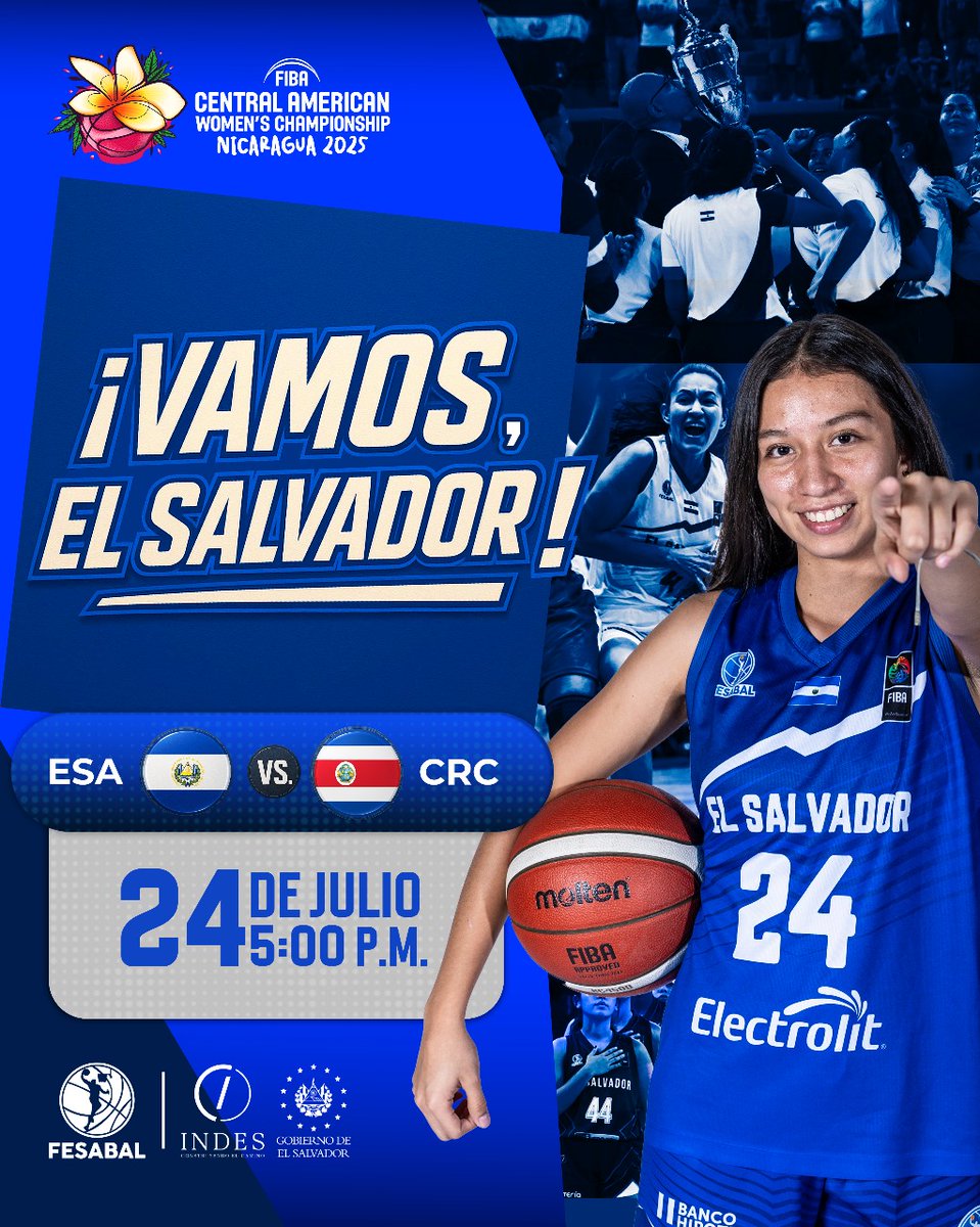 🇸🇻🏀 Nuestra selección femenina ya tiene calendario en el FIBA Central American Women’s Championship 2025:

📅 22 de julio – vs Honduras 🕔 5:00 p.m.
📅 23 de julio – vs Nicaragua 🕢 7:30 p.m.
📅 24 de julio – vs Costa Rica 🕔 5:00 p.m.

📺 Canal oficial de FIBA en YouTube.