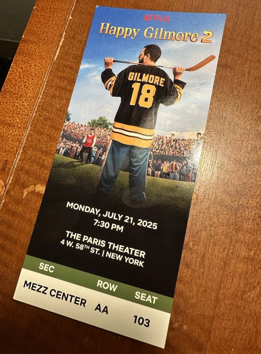darrenrovell's tweet image. Tickets to tonight’s NYC premiere of “Happy Gilmore 2” have hit eBay.
Seller asking $350.