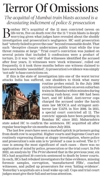 KaliKamlesh's tweet image. Terror demands truth—not shortcuts.   Bombay HC&apos;s acquittal in 7/11 blast case exposes grave gaps: coerced confessions, unreliable witnesses, unsafe convictions.   When justice falters, trust bleeds. #MumbaiTrainBlasts #JusticeDelayed #SystemicFailure