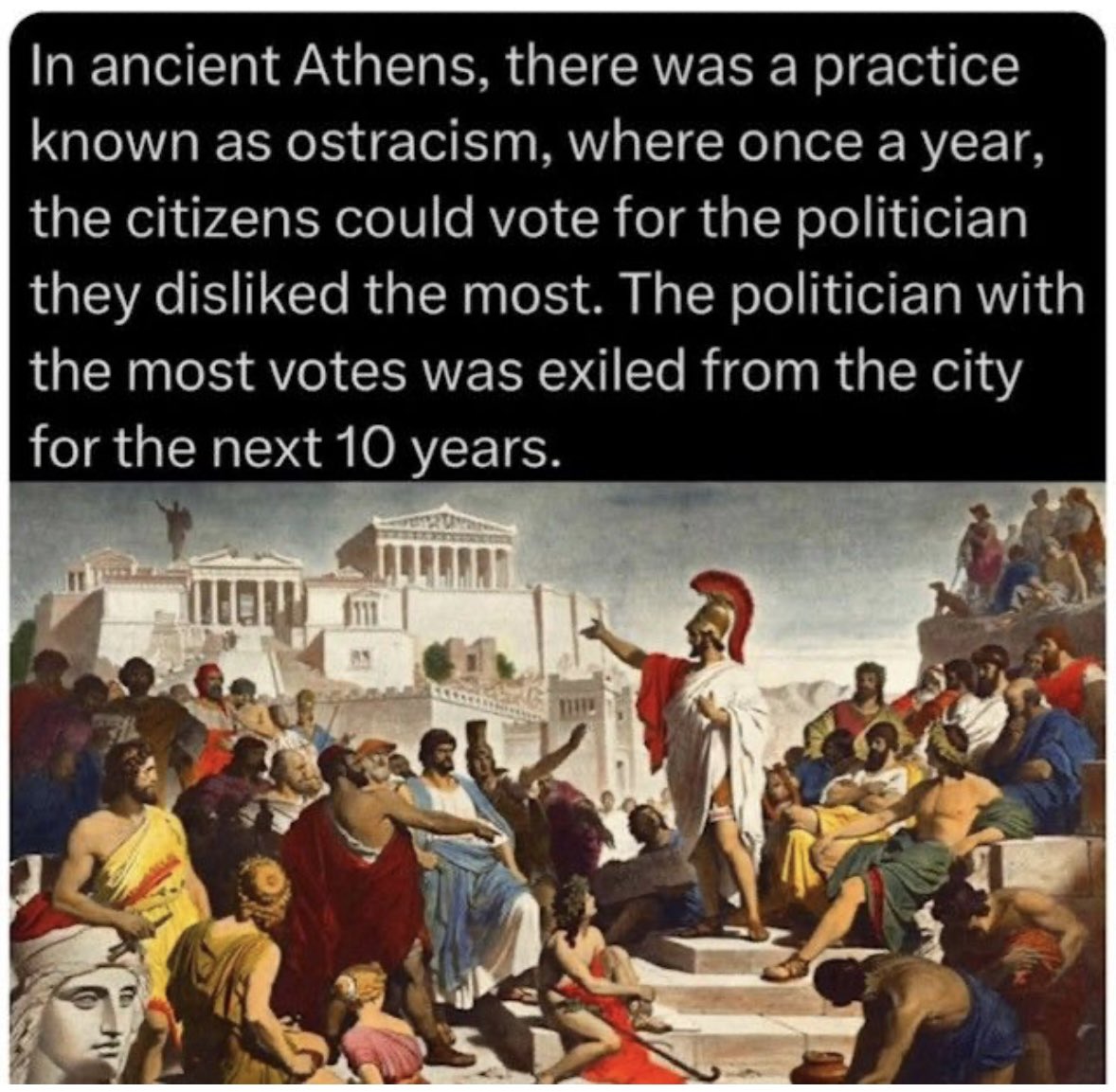 Godfatherparte2's tweet image. Bring back Ostracism! ๐๐ป
1) Obama
2) Pelosi
3) Schiff
Who you ostracizing 1st?