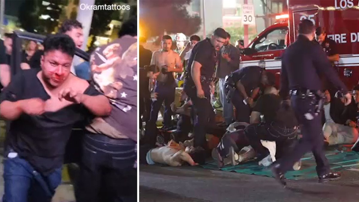 ABC7's tweet image. Video shows moment driver plowed into crowd outside East Hollywood nightclub abc7.la/4m1Rb65