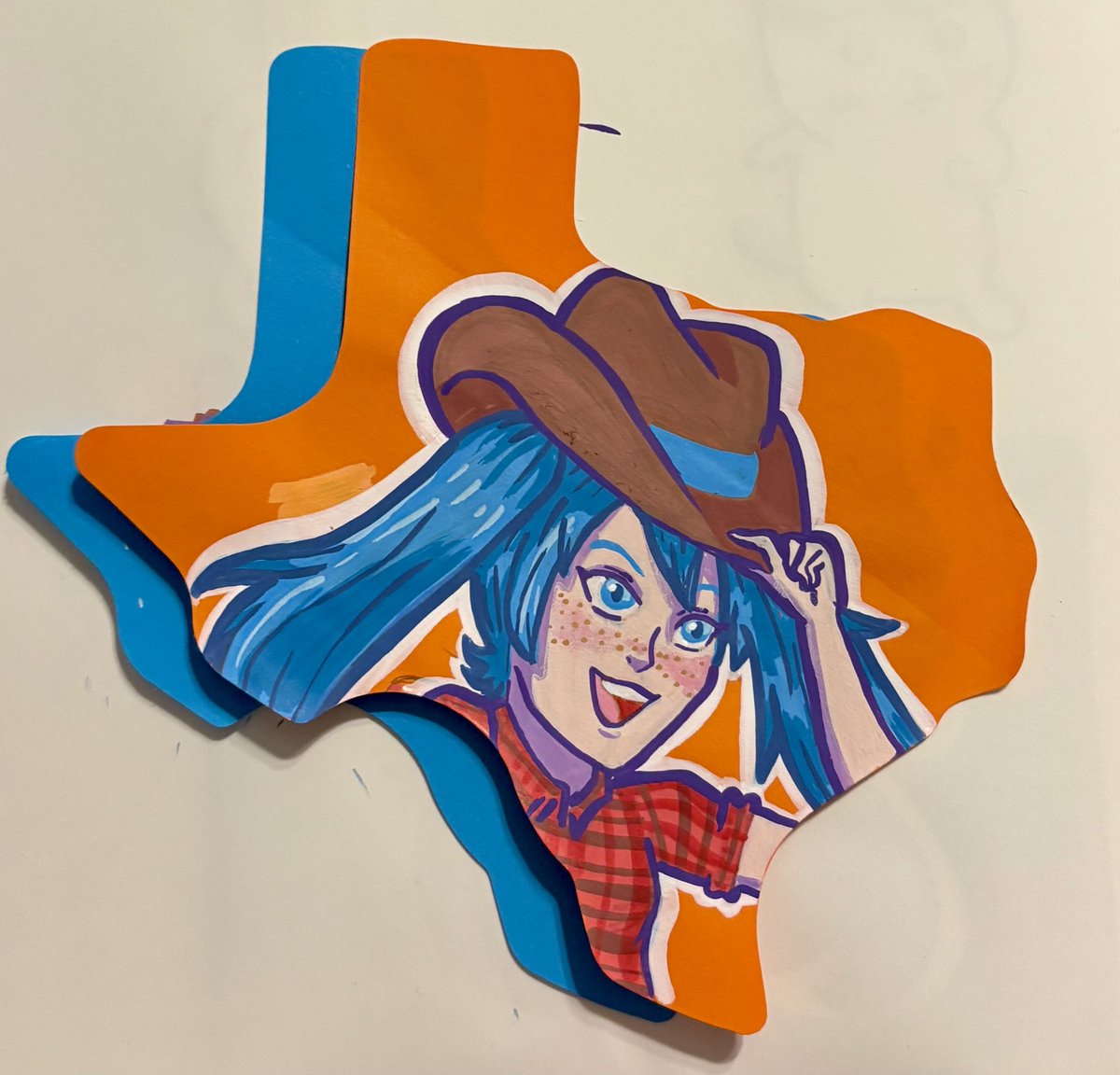 PufferPatches's tweet image. Have this Texan hatsune miku I drew on top of a texas shaped sticky note (yes it’s a real thing, I got them from HEB for like two bucks lmao)