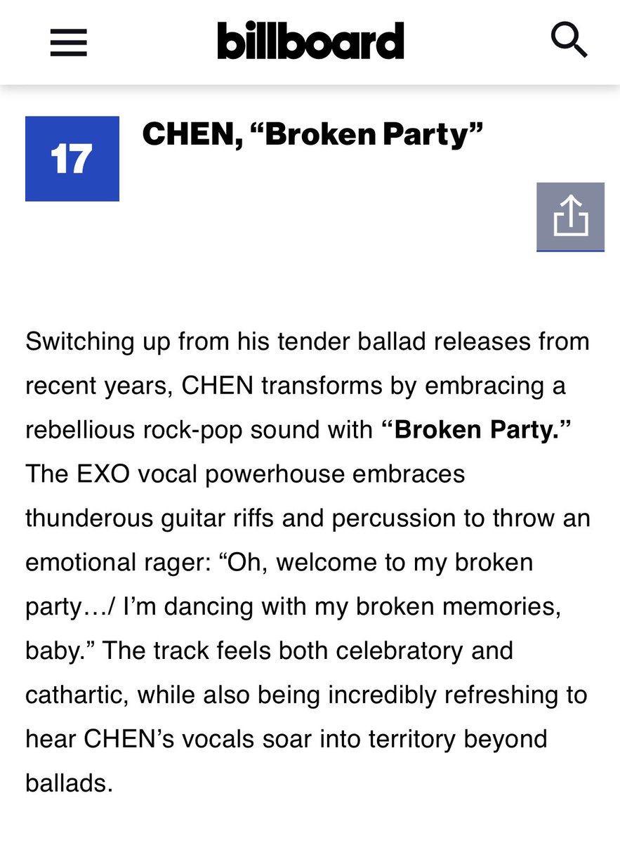 CHENGLOBALTEAM's tweet image. #CHEN Update
250722 | CHEN 'Broken Party' is included in @billboard's Top 25 Best K-Pop Songs of 2025 list
The 25 Best K-Pop Songs of 2025 (So Far): Critic’s Picks
🔗 billboard.com/lists/best-kpo…
#첸 #김종대 #CHEN #BrokenParty