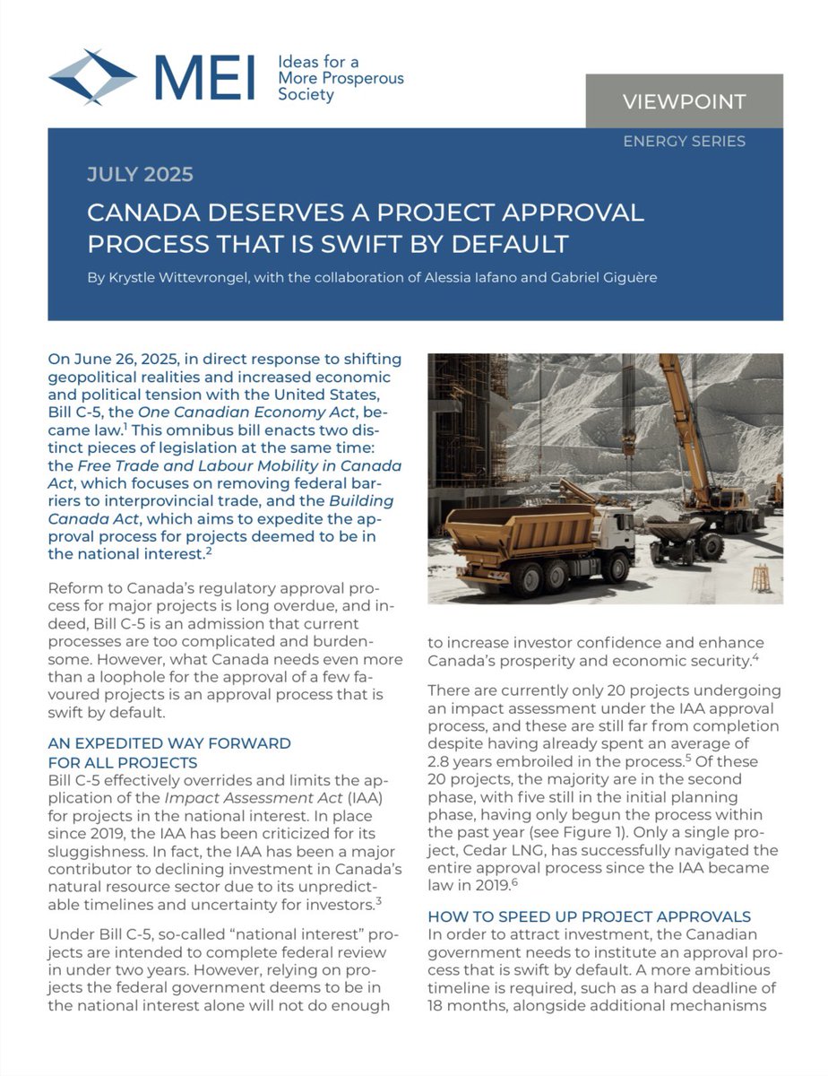 Sflecce's tweet image. A great read and collab by team member @AM_Iafano, along with other leaders from @iedm_montreal, calling for unprecedented speed and maximum deadlines on government permitting and approvals on national infrastructure projects.
It's exactly why Ontario legislated "One Project,…