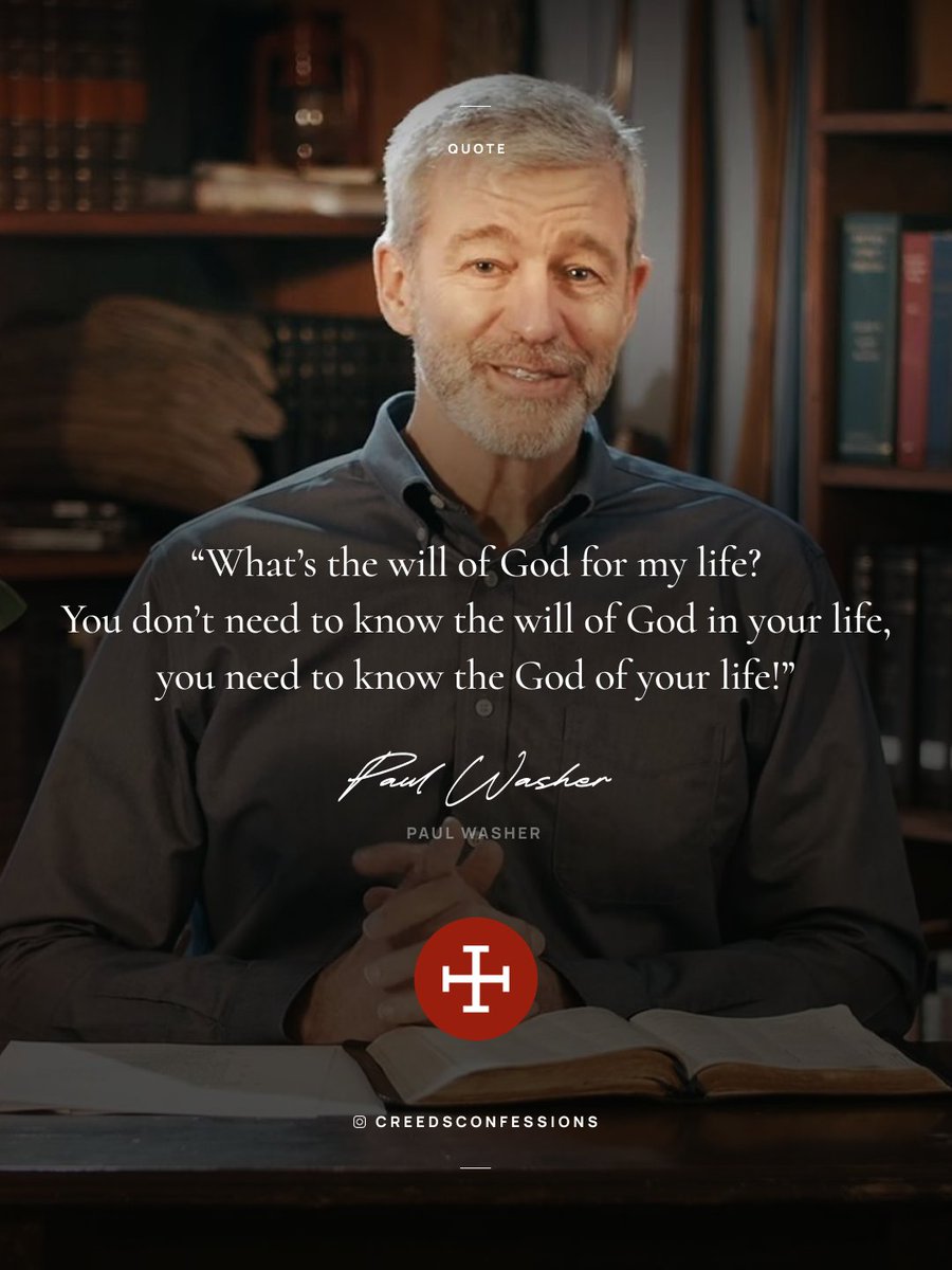 CreedConfession's tweet image. “What’s the will of God for my life?
You don’t need to know the will of God in your life, you need to know the God of your life!” - Paul Washer