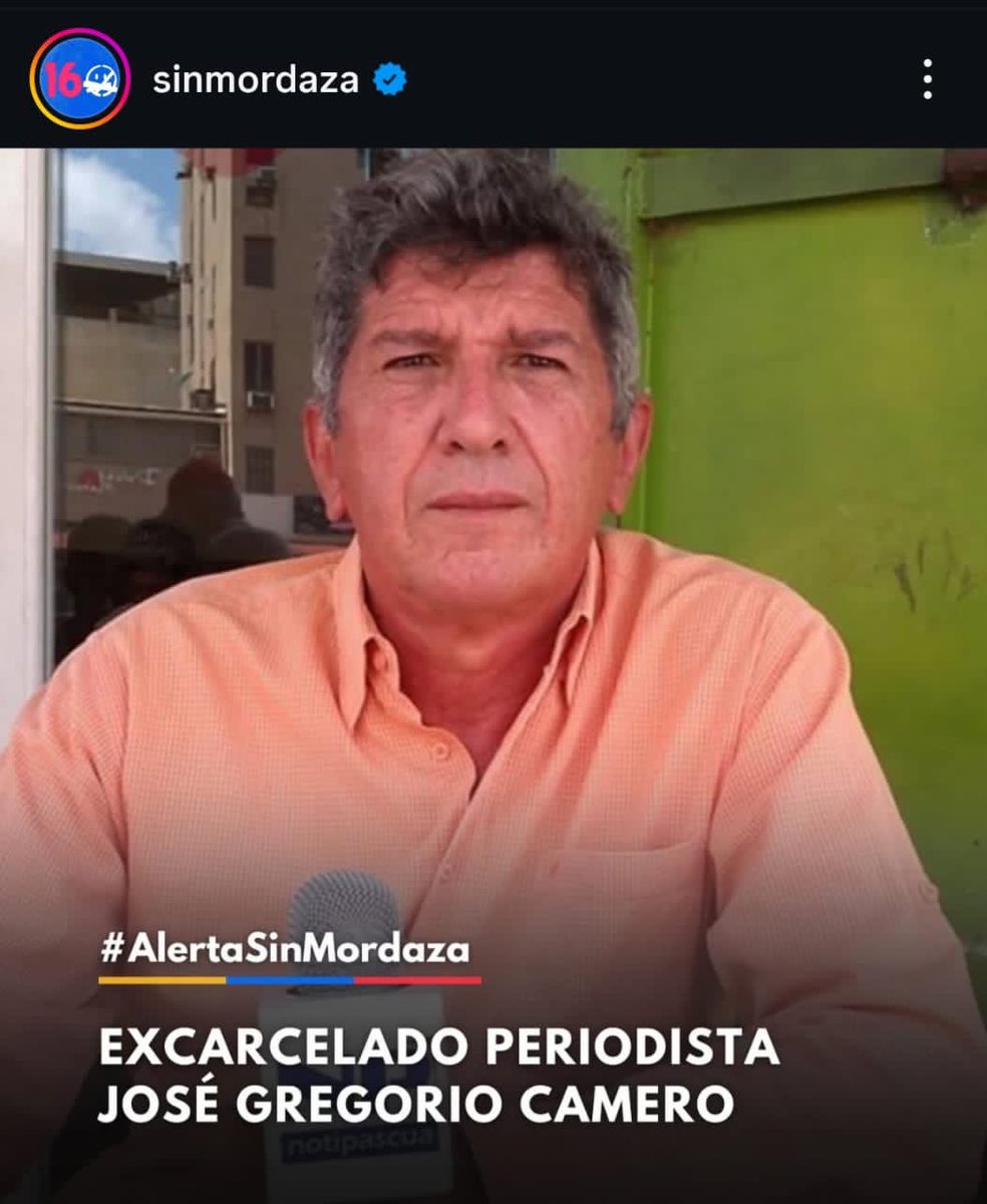 cnpven's tweet image. Habría sido excarcelado el periodista José Gregorio Camero, Tras 11 meses de injusta detención en Valle de la Pascua, según reseñó un Mundo Sin Mordaza. Celebramos la excarcelación de uno de los nuestros, pero aún nos faltan 19 por liberar. #InformarNoEsDelito