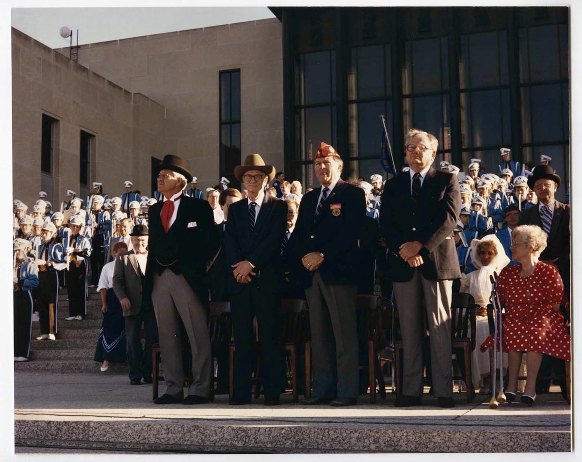 brim006's tweet image. Buckshot Hoffner with Chief Justice Ralph Erickstad, H. F. “Sparky” Gierke, and William Kretschmar at the capital on the 4th of July 1989 celebrating North Dakota’s Centennial