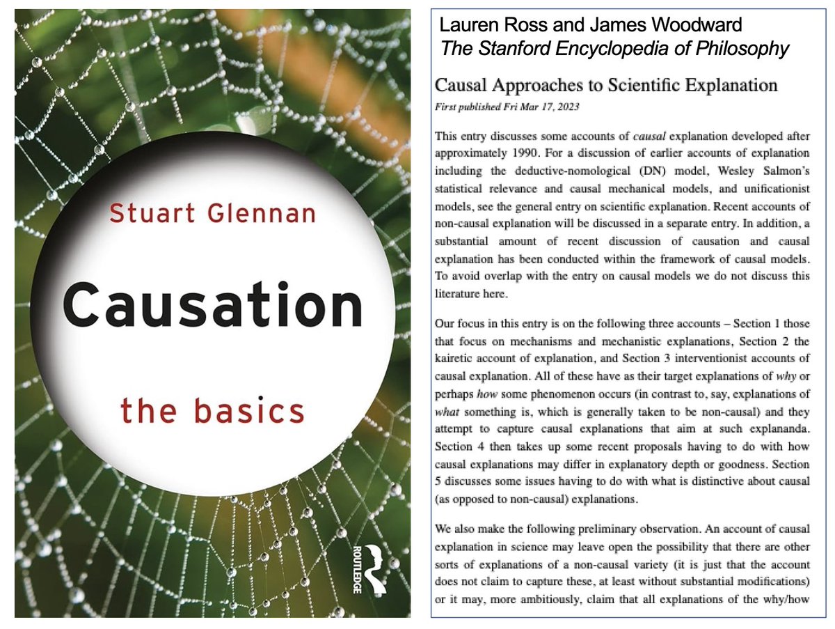 GerardoMunck's tweet image. Philosophers on Causation
The literature on causation is rather complex. Still, these two takes by authors with somewhat different views offer good introductions.
On Glennan’s book, see: routledge.com/Causation-The-…
To read @ProfLaurenRoss & Woodward: plato.stanford.edu/archIves/sum20…