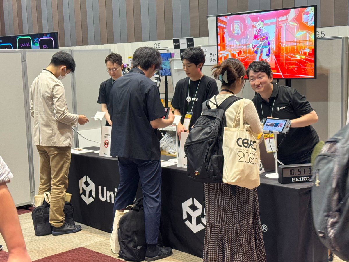 unity_japan's tweet image. CEDEC初日からUnity Japanブース(E-20)へ多数の方にお越しいただいております。引き続きブースでは、Nintendo Switch™ 2 実機上でデモアプリを展示しております(体験には要整理券)。
#CEDEC #CEDEC2025 #Unity