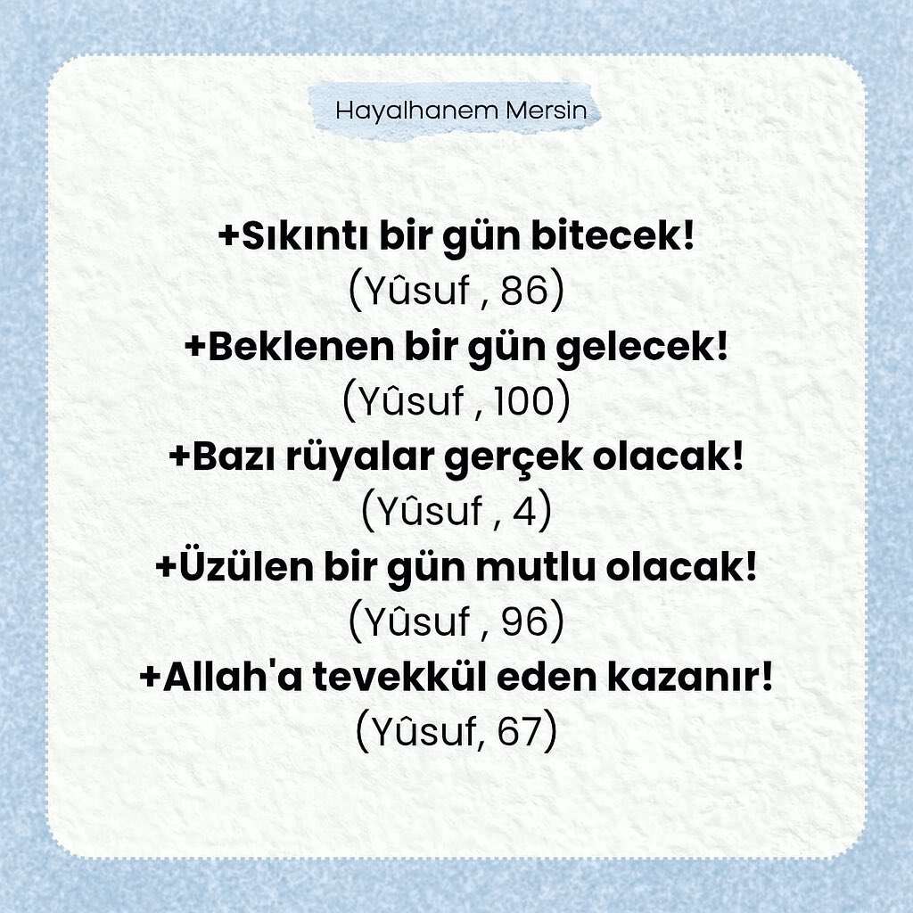 Yûsuf suresi bizlere şunları öğretti;