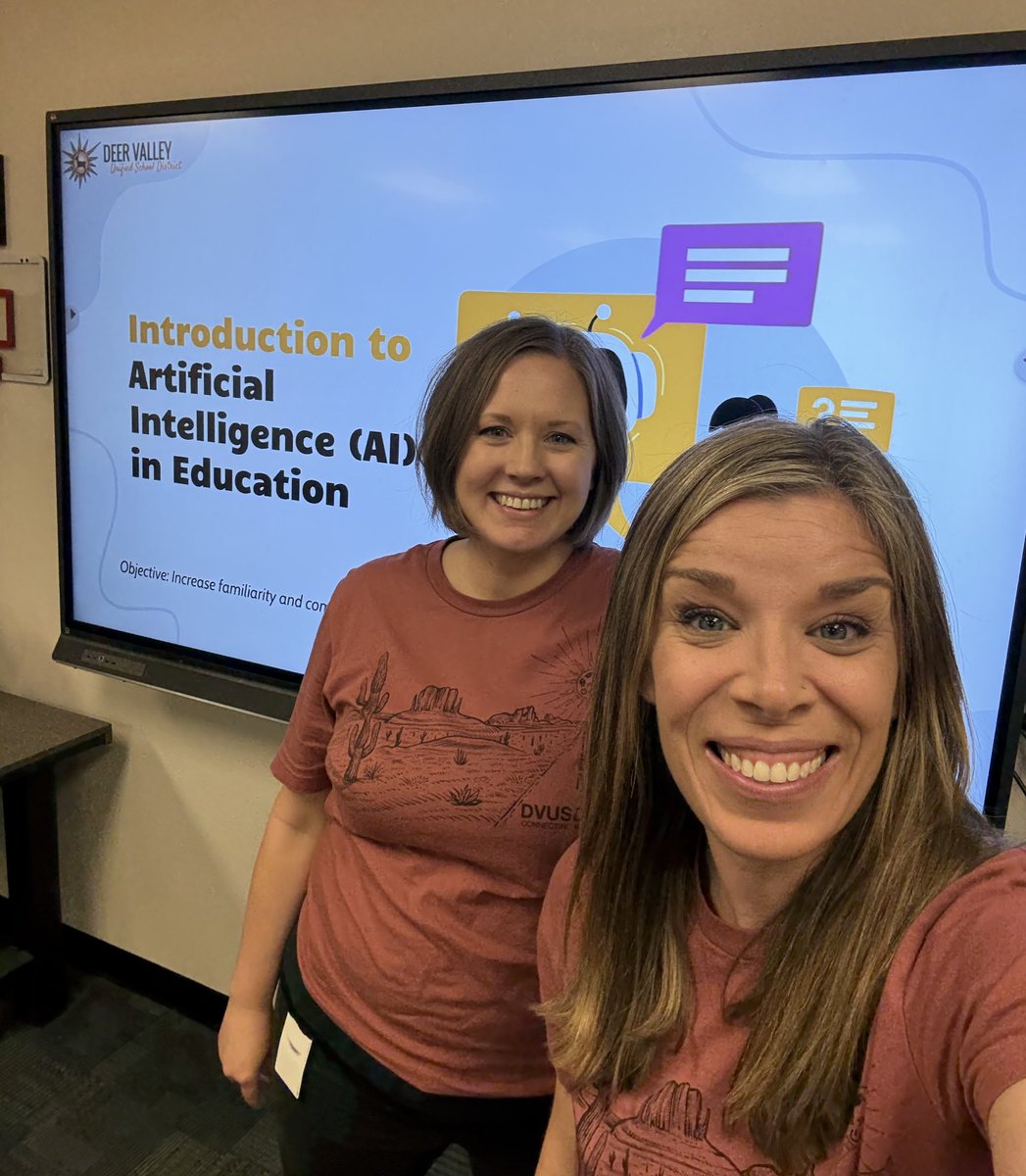 Liz Reyes (@lizreyesaz) on Twitter photo Had the privilege of co-teaching with <a href="/michelle_coots/">Michelle Coots</a> at today’s Discovering <a href="/DVUSD/">Deer Valley Unified School District</a> event! 💡📚
We explored meaningful ways to bring #AI into the classroom with our new-to-DVUSD teachers. #DVUSDTech <a href="/dvusdplc/">DVUSD PLC</a> Had the privilege of co-teaching with <a href="/michelle_coots/">Michelle Coots</a> at today’s Discovering <a href="/DVUSD/">Deer Valley Unified School District</a> event! 💡📚
We explored meaningful ways to bring #AI into the classroom with our new-to-DVUSD teachers. #DVUSDTech <a href="/dvusdplc/">DVUSD PLC</a>