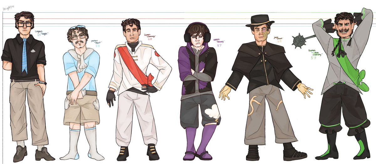 Jay0Org's tweet image. #SANDERSIDES here’s the FULL lineup!! i even added some height headcannons ;)) #logansanders #pattonsanders #romansanders #virgilsanders #janussanders #remussanders #sandersidesfanart
close ups 👇 🧵