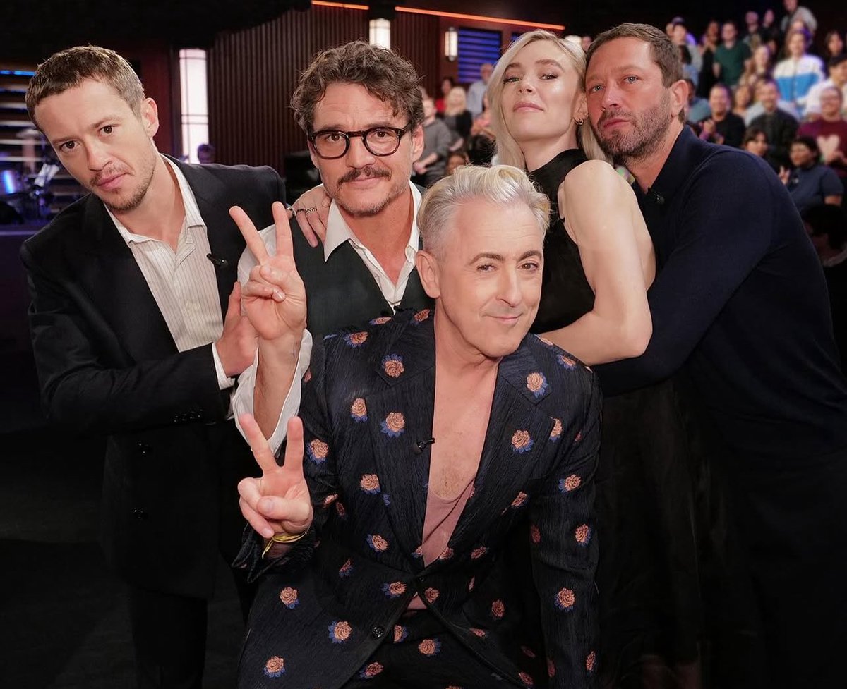 THKupdates's tweet photo. The Fantastic Four: First Steps cast joins Alan Cumming on Jimmy Kimmel Live! 🎤🔥

#FantasticFour #FirstSteps #JimmyKimmelLive #AlanCumming #MarvelStudios #CastAppearance https://t.co/SFQelWSADm