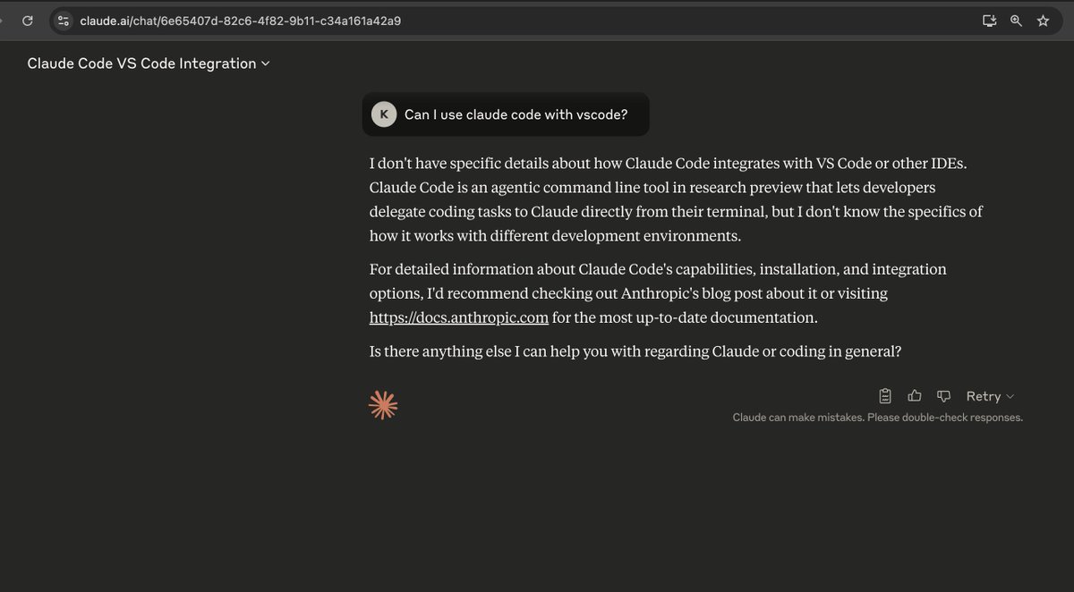 FounderKyle's tweet image. You'd think Claude would be able to answer questions about Claude Code right?