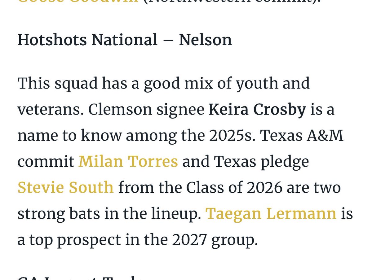 Stevie South (@steviesouth34) on Twitter photo Thank you <a href="/SoftbalAmerica/">Softball America</a>‼️
Bang Bang <a href="/hotshotsnation/">Hotshots Fastpitch</a> <a href="/hotshotsjones/">Hotshots National 18U</a> <a href="/keiracrosby2025/">Keira Crosby</a> <a href="/MilanTorres2026/">Milan Torres</a> <a href="/TaeganLermann/">Taegan Lermann</a>
🧡🤘🧡🤘 Thank you <a href="/SoftbalAmerica/">Softball America</a>‼️
Bang Bang <a href="/hotshotsnation/">Hotshots Fastpitch</a> <a href="/hotshotsjones/">Hotshots National 18U</a> <a href="/keiracrosby2025/">Keira Crosby</a> <a href="/MilanTorres2026/">Milan Torres</a> <a href="/TaeganLermann/">Taegan Lermann</a>
🧡🤘🧡🤘