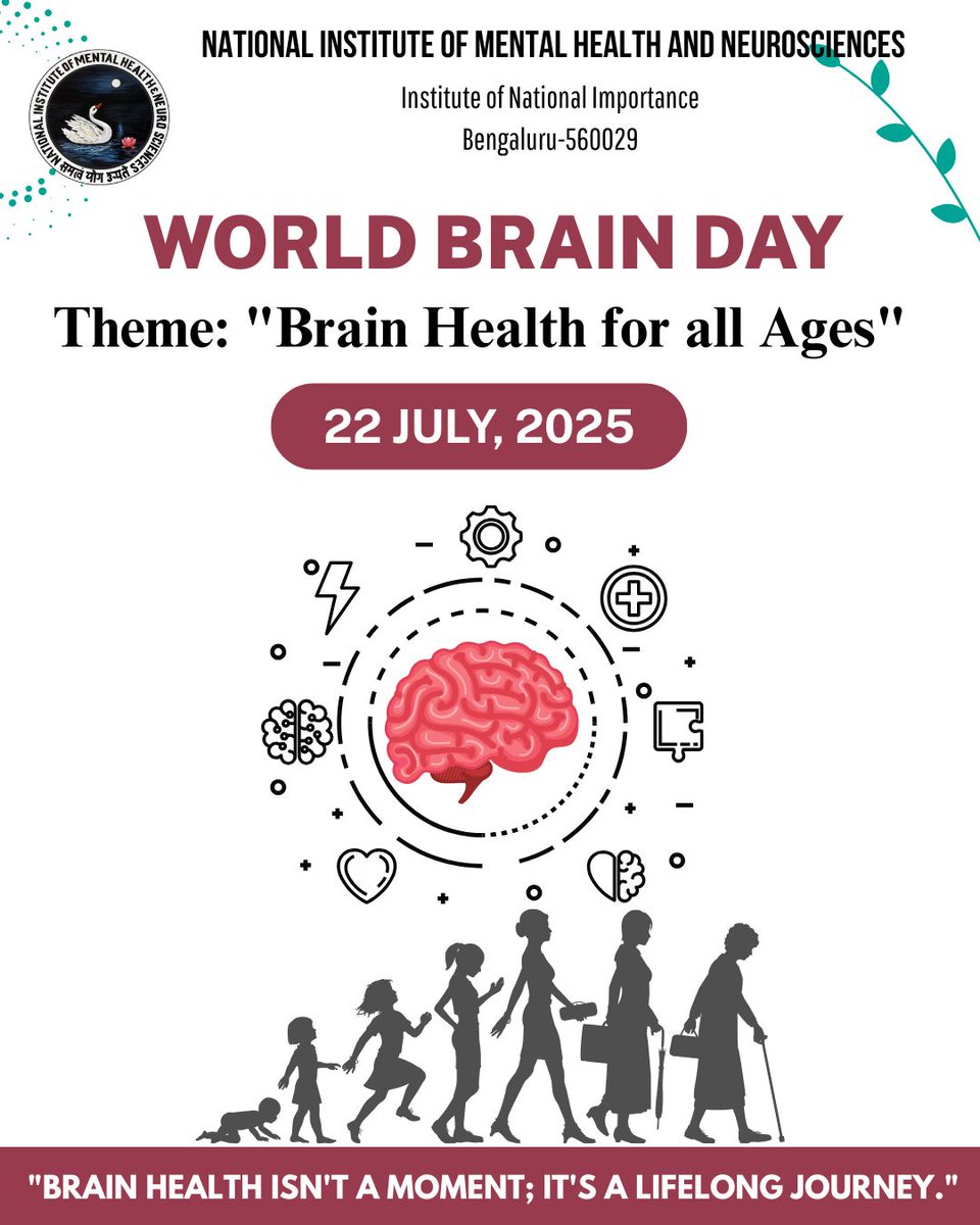 NIMHANS_BLR's tweet image. 🧠 World Brain Day 2025 – “Brain Health for all Ages”
Let’s raise awareness and protect brain health across every stage of life.
Together, we can make brain health a lifelong priority!
#NIMHANS #BrainHealthMatters #WorldBrainDay #brainhealthforallages