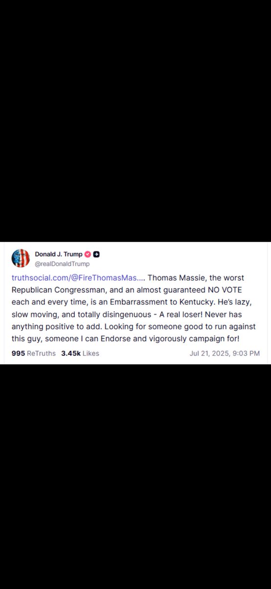 IsaacRichter05's tweet image. Why is Trump spending more energy on destroying @RepThomasMassie than exposing Epstein’s network?
Legit question.