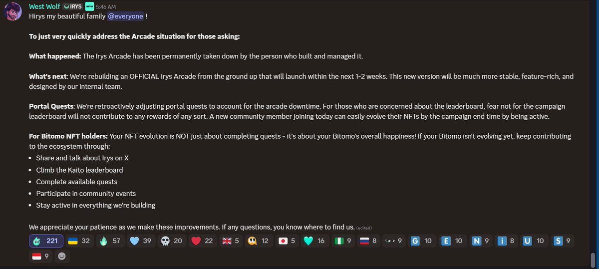 marcraze's tweet photo. π’ The original Irys Arcade has been taken down.
A new official version is coming in 1β2 weeks! π§
Bitomo NFT holders: Keep engaging β evolution comes from activity, not just quests! π
@irys_xyz @josh_benaron
#Irys #Bitomokx https://t.co/rYEOr3Zz6S