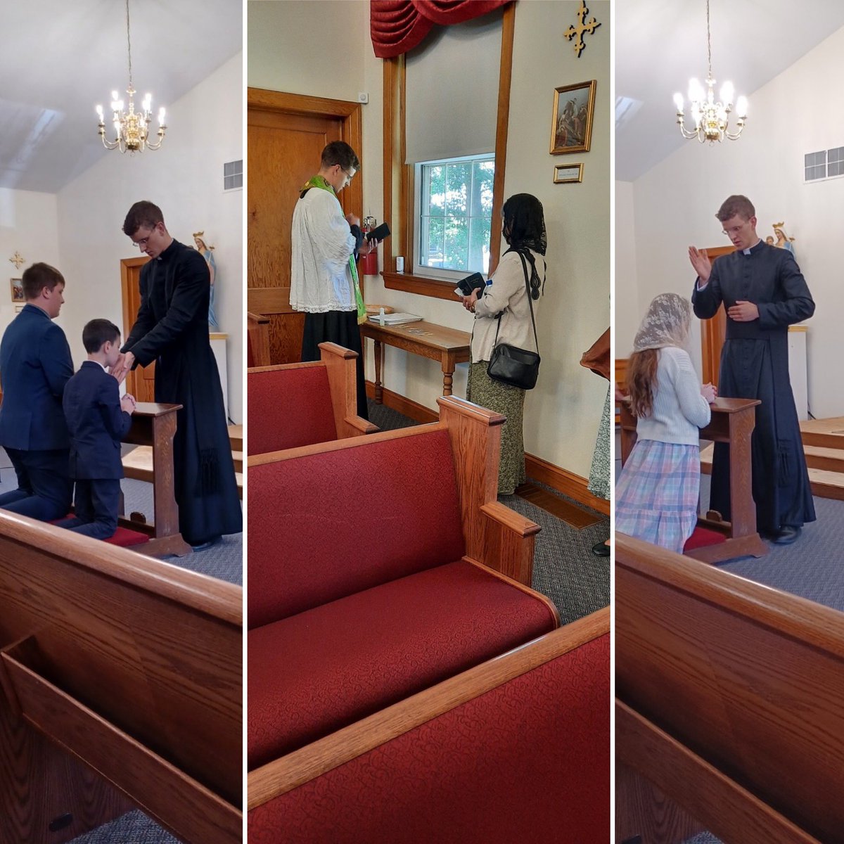 RomanCathMedia's tweet image. Faithful at Queen of All Saints in Pottstown, Pennsylvania welcome Fr Christian Ingham for first blessings. #catholicism #romancatholicmedia