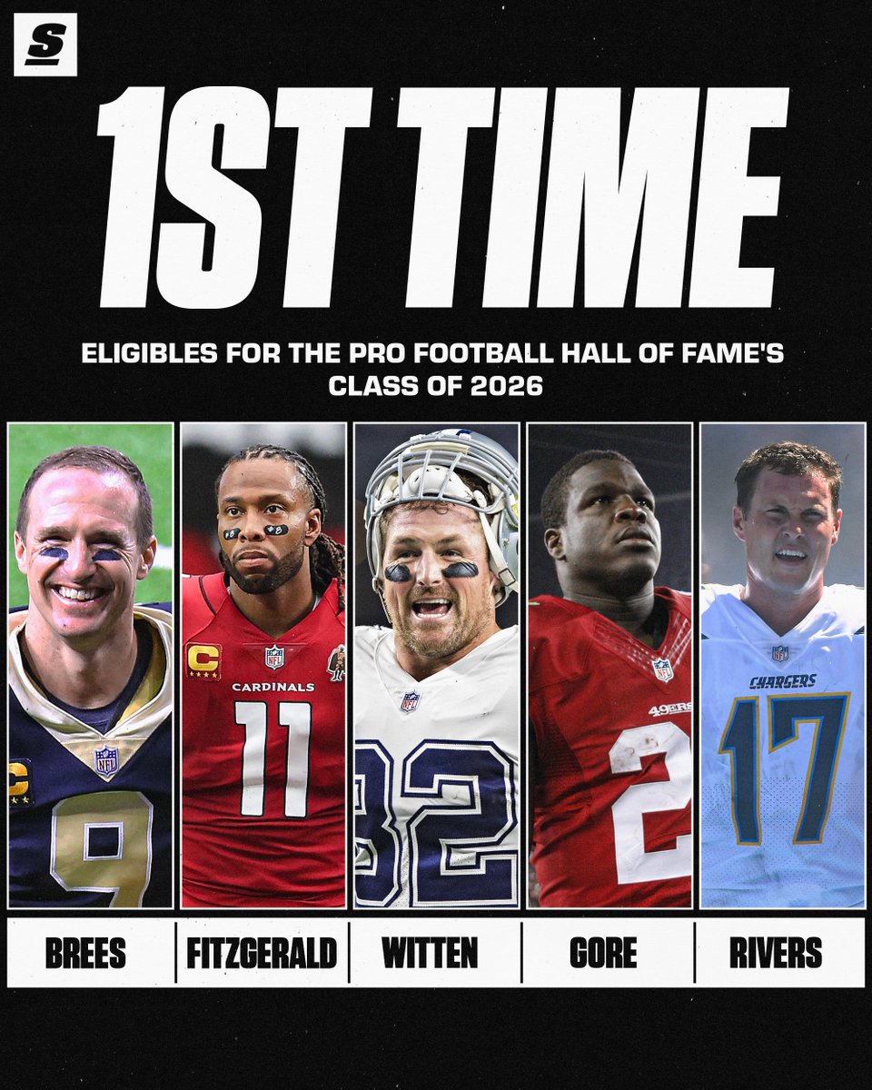 theScore's tweet image. Which one of these first time HOF eligibles will get the call to the hall? ⤵️