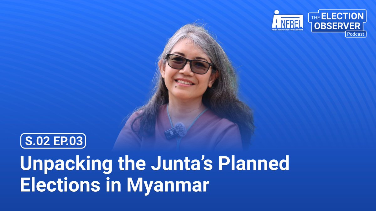 ANFREL (@anfrel) on Twitter photo Season 2 Episode 3 of #TheElectionObserver podcast will unpack the junta's planned #elections in #Myanmar with Khin Ohmar, founder and chairperson of <a href="/PVamplify/">Progressive Voice</a>. The new episode drops tomorrow, 23 July 2025 at 2 p.m. Bangkok time. #WhatsHappeningInMyanmar
youtube.com/live/uzq6Xw7fP… Season 2 Episode 3 of #TheElectionObserver podcast will unpack the junta's planned #elections in #Myanmar with Khin Ohmar, founder and chairperson of <a href="/PVamplify/">Progressive Voice</a>. The new episode drops tomorrow, 23 July 2025 at 2 p.m. Bangkok time. #WhatsHappeningInMyanmar
youtube.com/live/uzq6Xw7fP…