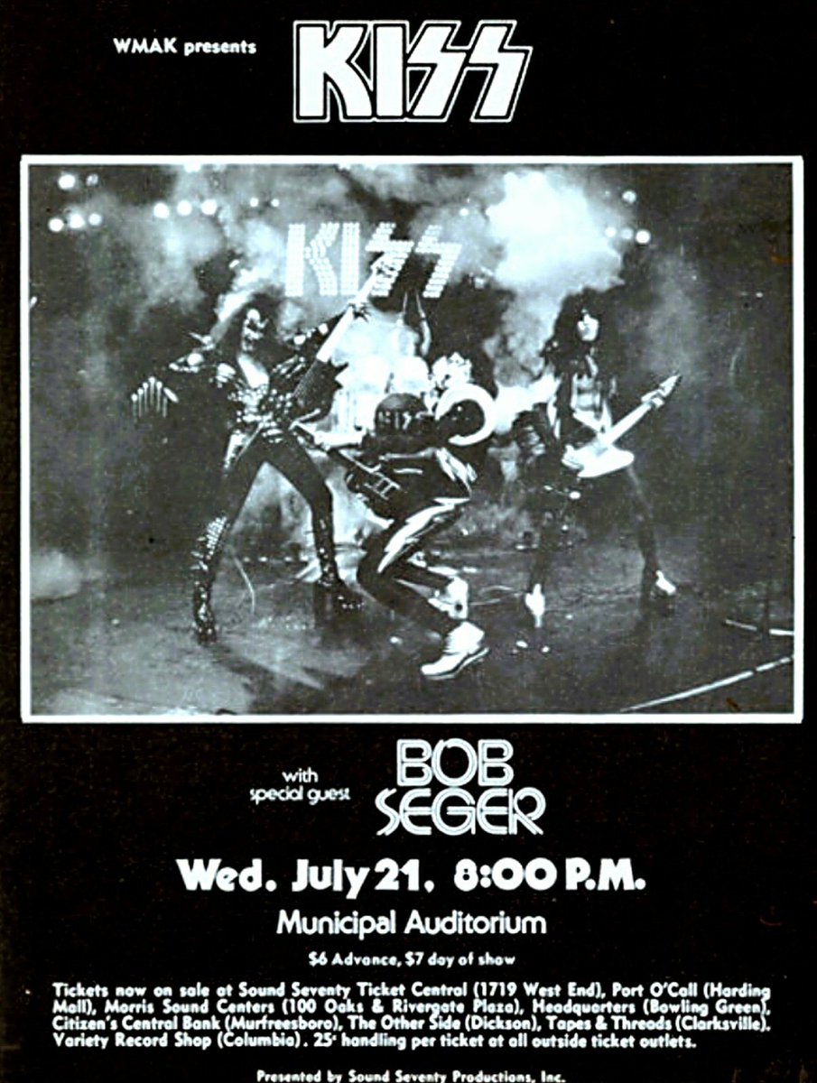 kiss's tweet image. #KISSTORY: July 21, 1976 - KISS brought the Destroyer / The Spirit of '76 Tour to the Municipal Auditorium in Nashville, Tennessee.
Did you see the Destroyer Tour?