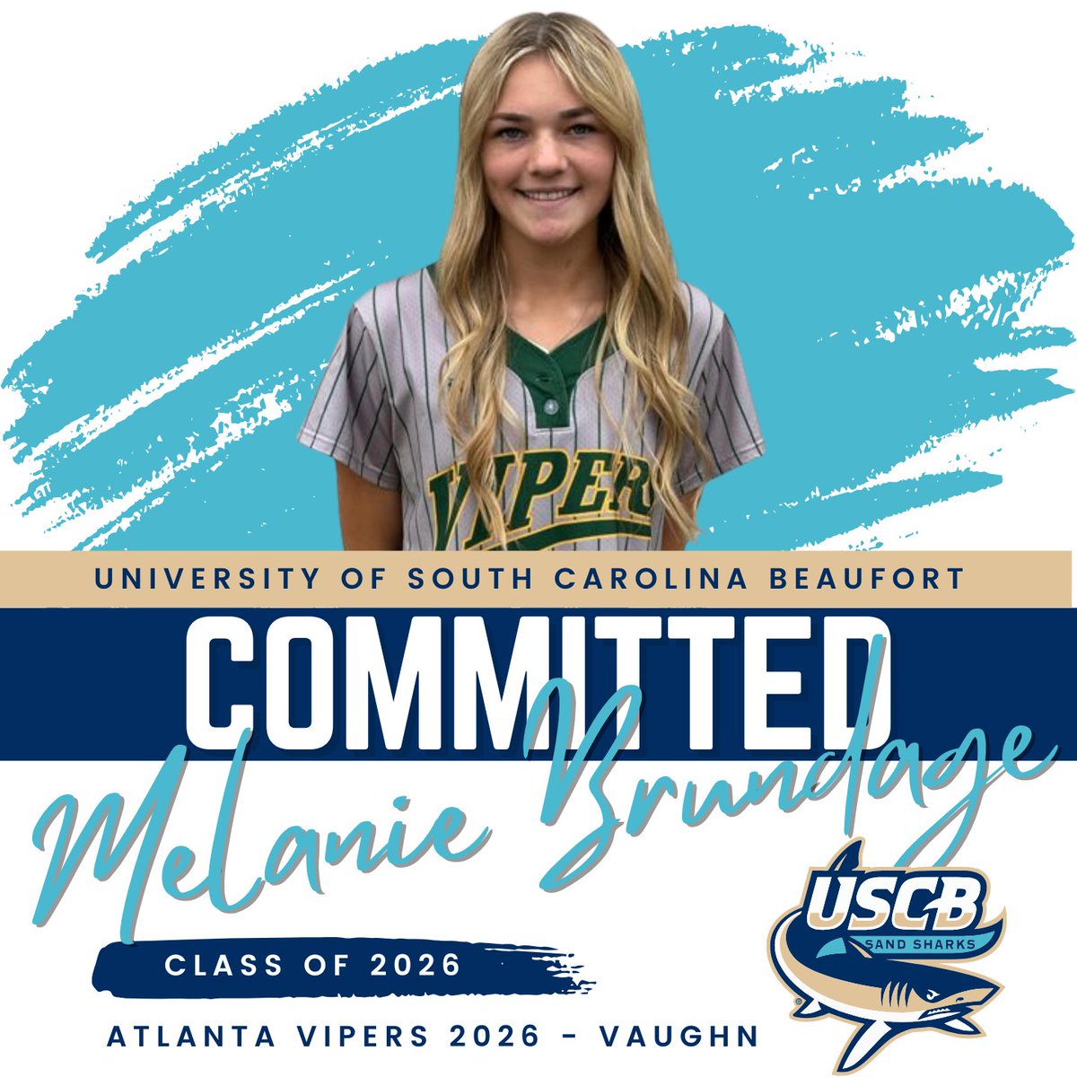 Congrats to Melanie Brundage on her commitment to continue her academic &amp; athletic journey at the University of South Carolina Beaufort!

Your hard work, dedication, &amp; perseverance have paid off. We can’t wait to watch you thrive at the next level! Go Sand Sharks!
<a href="/mbrundage2026/">Melanie Brundage</a>