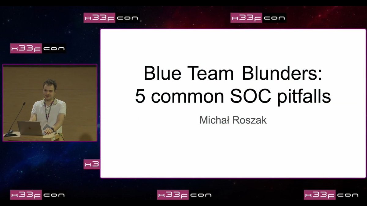 x33fcon's tweet image. #x33fcon 2025 lightning talks: Michał - Blue Team Blunders: 5 common SOC
pitfails > youtu.be/oUc3Z7NEsqw