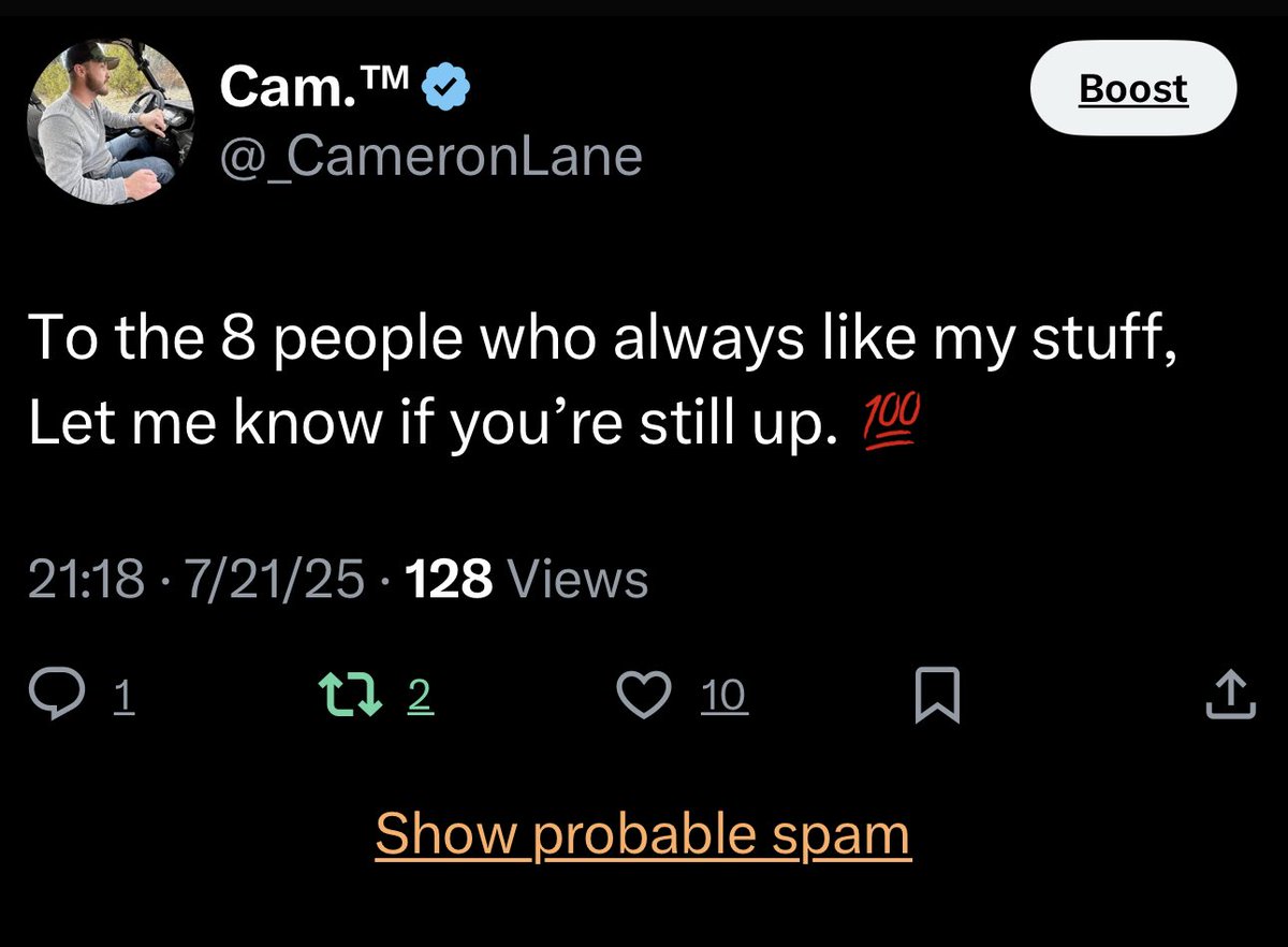 Thanks to the 10 people who always like my stuff. 💯