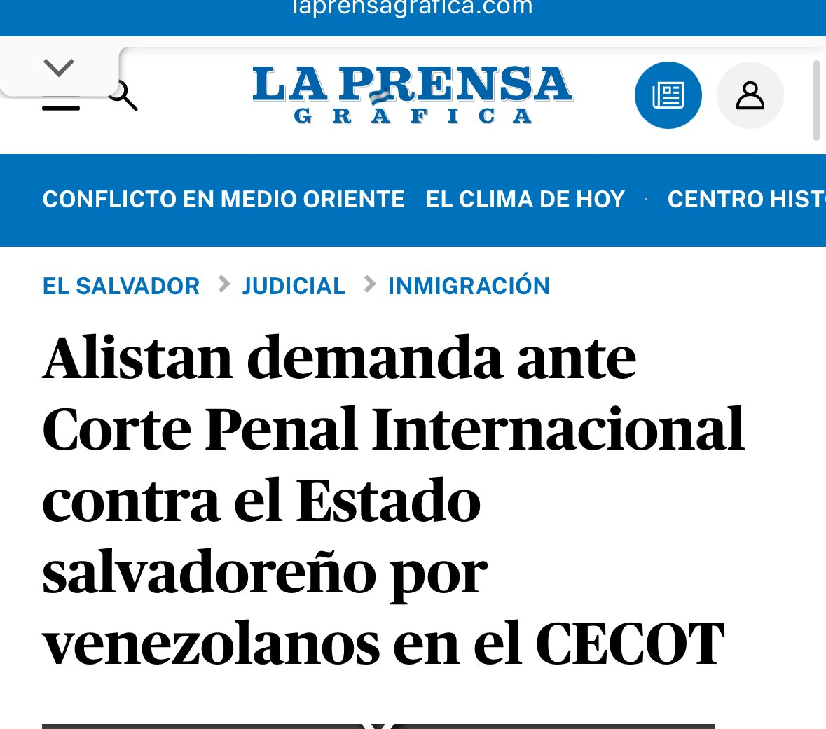 Org de DDHH y abogados defensores de los venezolanos que estuvieron en el CECOT presentarán demanda ante la Corte Penal Internacional y la <a href="/CorteIDH/">Corte Interamericana de Derechos Humanos</a> en contra del Estado salvadoreño por las torturas y afectaciones que recibieron estando en prisión. laprensagrafica.com/elsalvador/Ali…