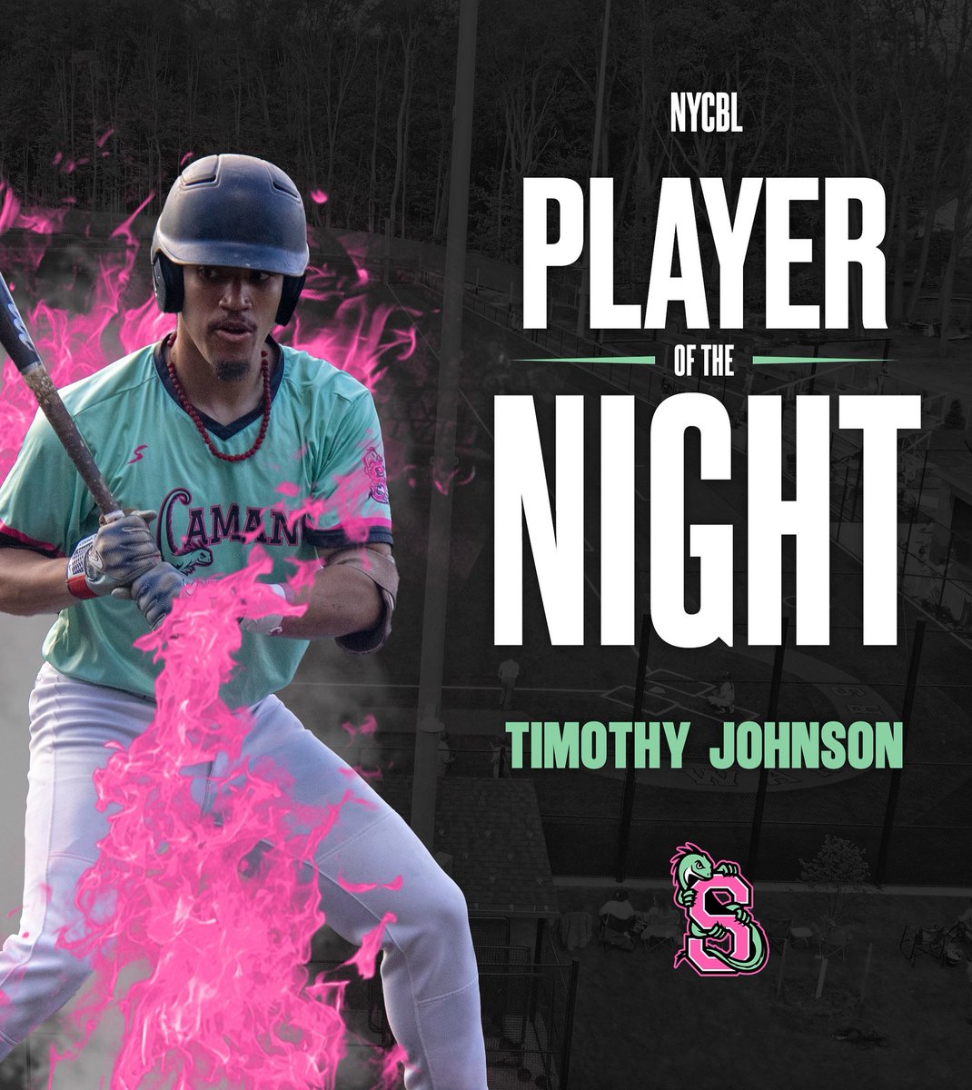 Congrats to Timothy “Redman” Johnson on receiving the NYCBL Player of the Night Award 🦎⚾️
