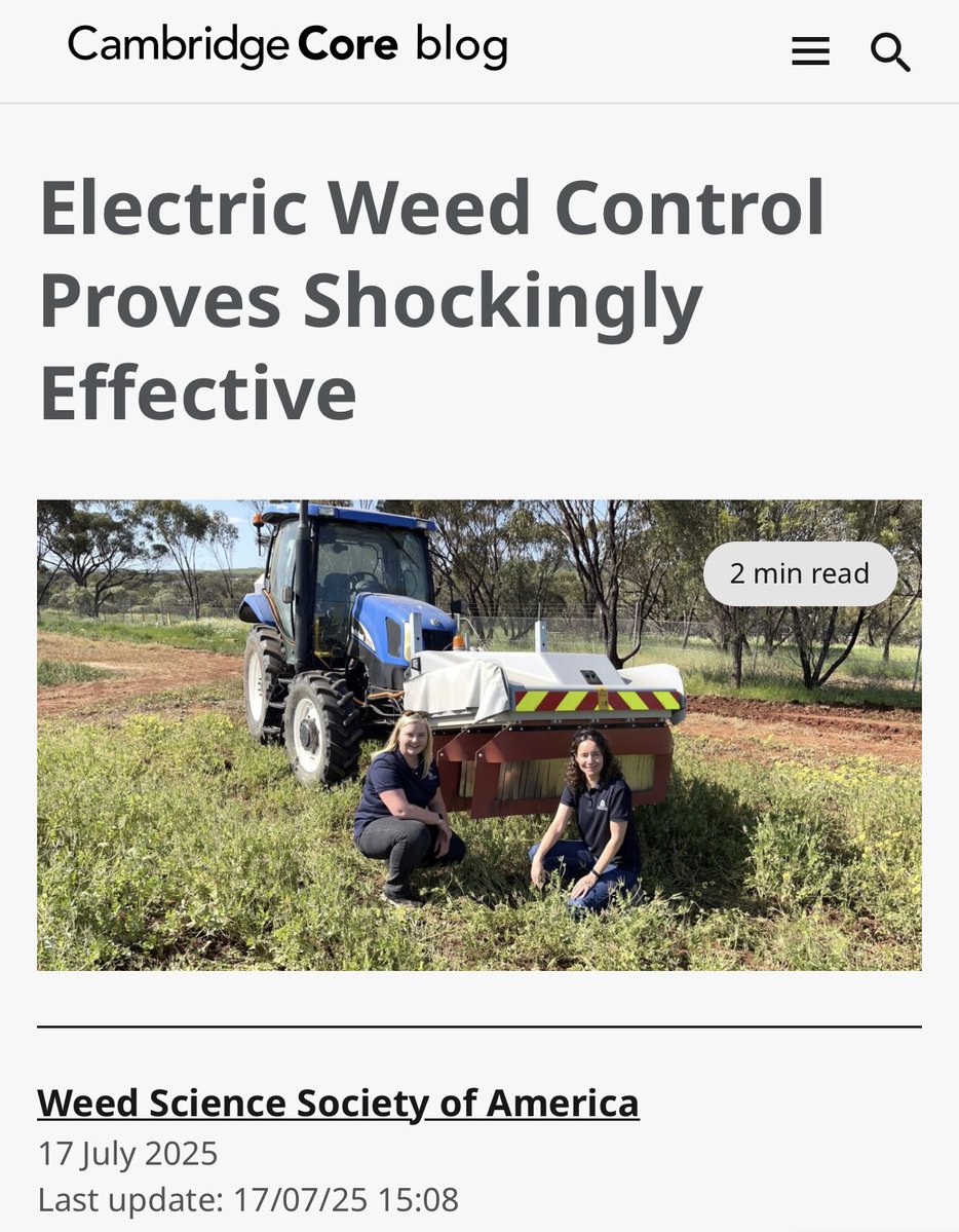 wrathofgnon's tweet image. “Electric weed control in viticulture has comparable efficiency to that achieved by herbicides. Electric weed control will be of particular importance for those where herbicide resistance is increasingly problematic and for organic growers.” cambridge.org/core/blog/2025…