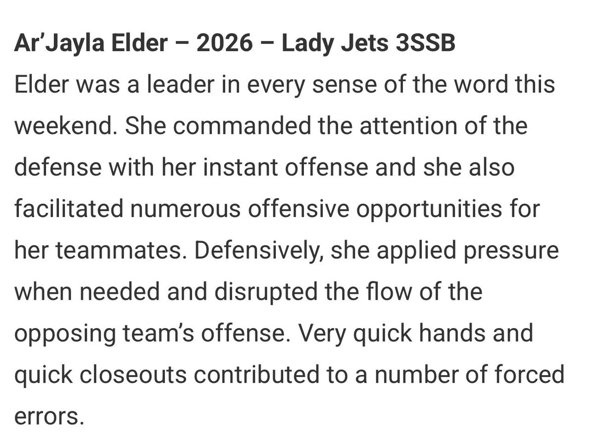 Ar’Jayla Elder (@ar_jayla) on Twitter photo Thank you <a href="/JrAllStarBB/">Jr. All-Star Girls Basketball</a>! 💪🏾#DefensiveMindsetFirst
<a href="/gbbladytigers/">LadyTigersGBB</a> <a href="/LHS5PS/">Lincoln Athletics</a> <a href="/CoachMOOK8/">@EliteSport_U</a> Thank you <a href="/JrAllStarBB/">Jr. All-Star Girls Basketball</a>! 💪🏾#DefensiveMindsetFirst
<a href="/gbbladytigers/">LadyTigersGBB</a> <a href="/LHS5PS/">Lincoln Athletics</a> <a href="/CoachMOOK8/">@EliteSport_U</a>