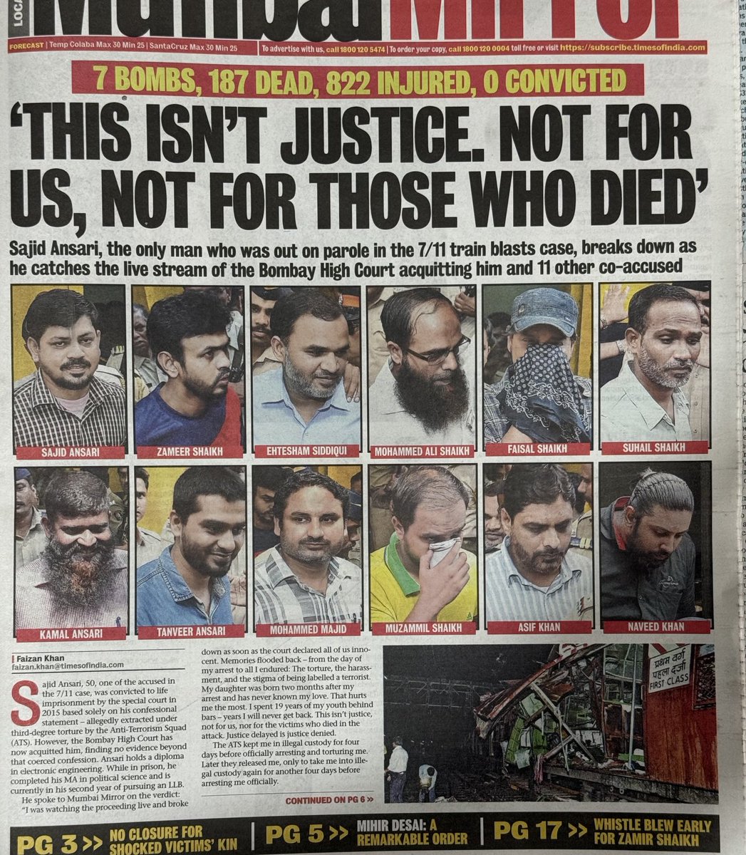 Adv. M (@ruralindia) on Twitter photo This is one case where <a href="/MumbaiPolice/">मुंबई पोलीस - Mumbai Police</a> needs to look inwards.
The HC judgment has scathing observations - including, torture, forced confessions & setting up witnesses w/o credibility.
The entire case of prosecution stands trashed. This is one case where <a href="/MumbaiPolice/">मुंबई पोलीस - Mumbai Police</a> needs to look inwards.
The HC judgment has scathing observations - including, torture, forced confessions & setting up witnesses w/o credibility.
The entire case of prosecution stands trashed.