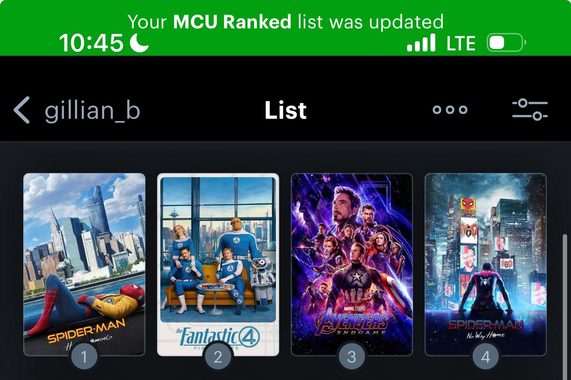 GillianBlum's tweet image. So. I really liked #FantasticFour.
More detailed thoughts coming soon.
(Note: this is not my ranking of the best MCU movies, this is my ranking of my personal favorites.)
