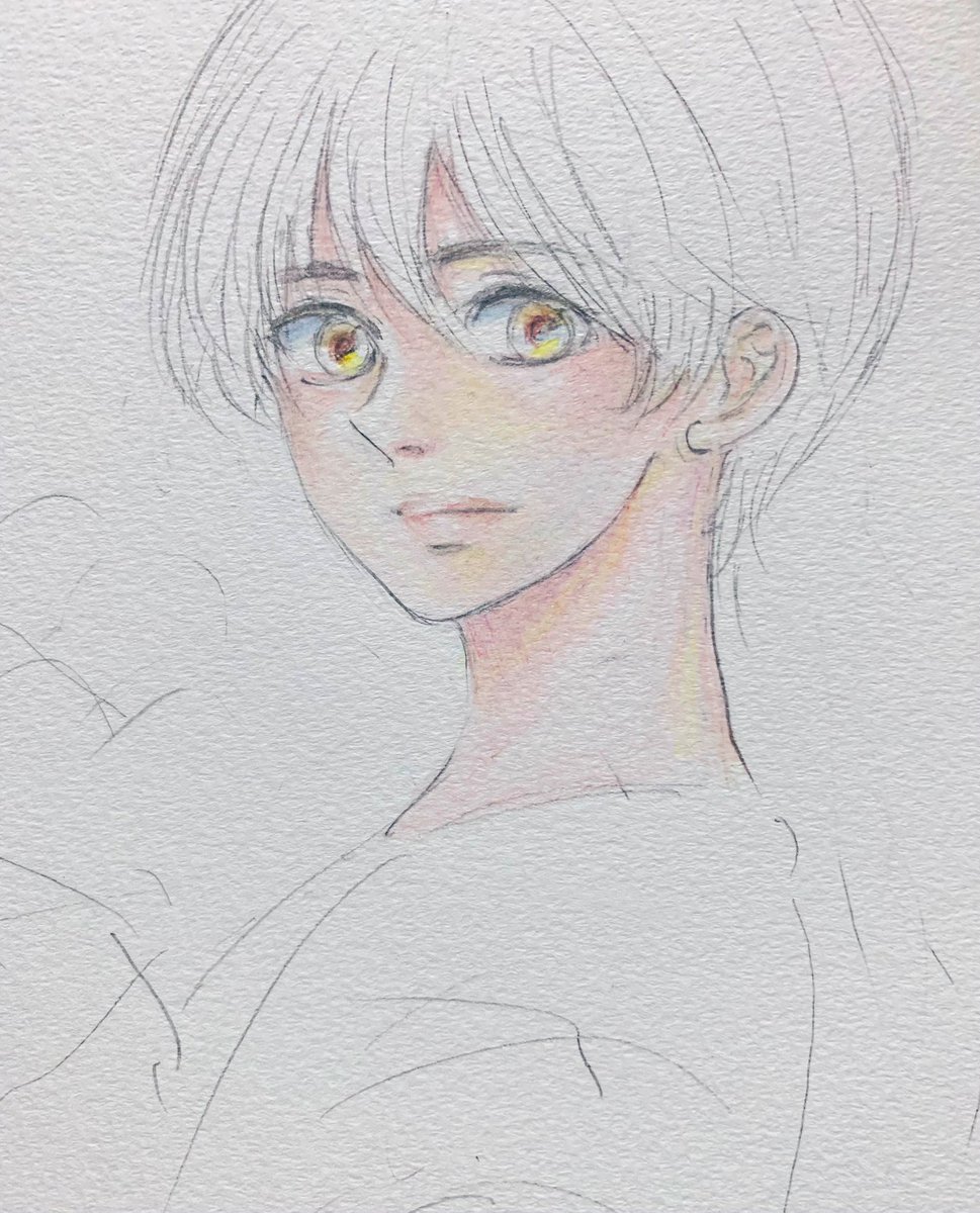 meika0v0's tweet image. 肌の混色練習✏️

色鉛筆は紙の上で混色するからパレット上で混色するのとはまた違う楽しみがあります😚💕