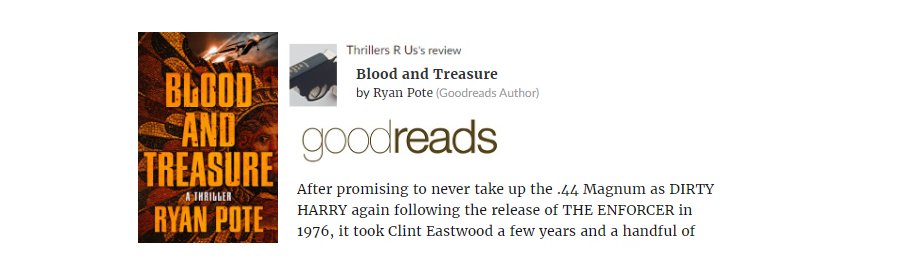 HashtagSpiruli's tweet image. A violent ballad of life & death, BLOOD AND TREASURE by @ryanpotebooks is superb blockbuster adventure for thrill-seeking summer readers. Find BLOOD AND TREASURE 7.22.25 wherever books are sold. #BookReview #amReading #Thrillers #NetGalley #Books #Booktwt
goodreads.com/review/show/77…