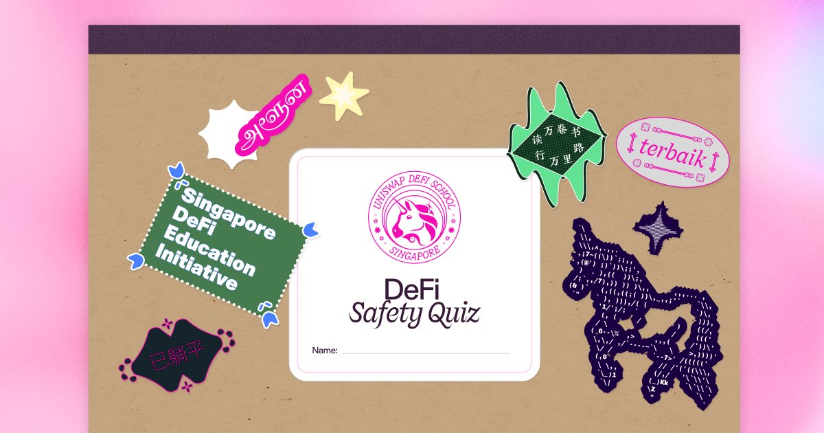 YC🔮// ongycnft.eth (@ongycnft) on Twitter photo Stepping into DeFi can feel daunting, and confidence is everything before you get started.
That’s why <a href="/Uniswap/">Uniswap Labs 🦄</a> is launching the DeFi Safety Campaign in Singapore!
If you’re looking to learn the basics and build confidence in crypto, this is for you 👇 Stepping into DeFi can feel daunting, and confidence is everything before you get started.
That’s why <a href="/Uniswap/">Uniswap Labs 🦄</a> is launching the DeFi Safety Campaign in Singapore!
If you’re looking to learn the basics and build confidence in crypto, this is for you 👇