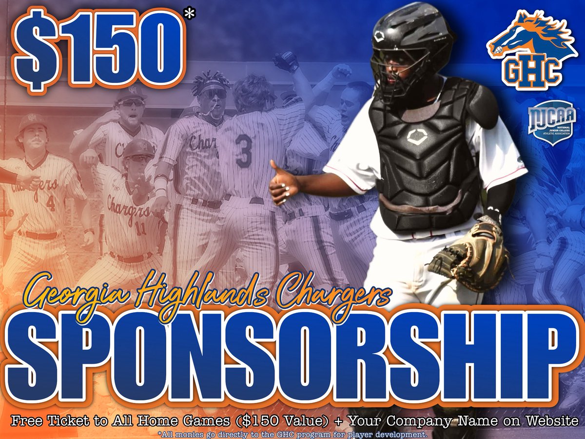 Anyone want to help the Chargers and me out by sponsoring $150? You’ll get free tickets to all <a href="/GHCBaseball/">GHC Baseball</a> home games and your company’s name listed on our site.

Message me if you can help!