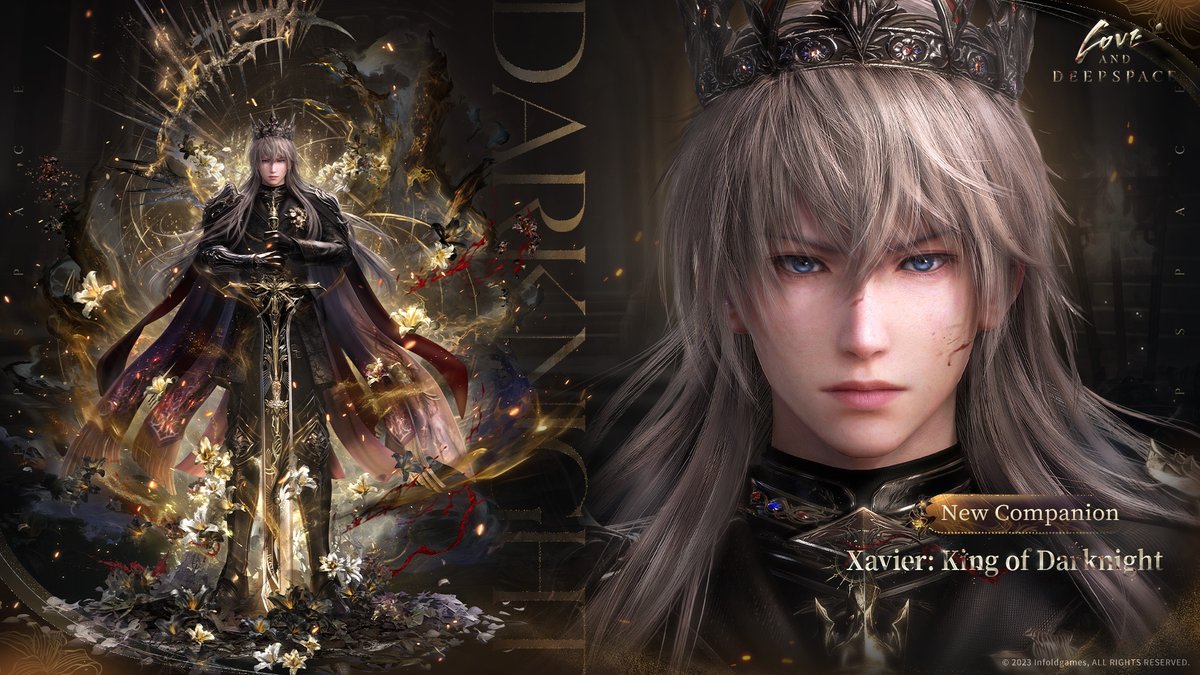 Love and Deepspace | King of Darknight
👑New Companion: [Xavier: King of Darknight]
Unlock the new Myth [Where Stars Scatter] by obtaining any [NV] Series Memories!

👑New Myth: Where Stars Scatter
After obtaining [Xavier: Nightvow Mooncurse] or [Xavier: Nightvow Requiem], you