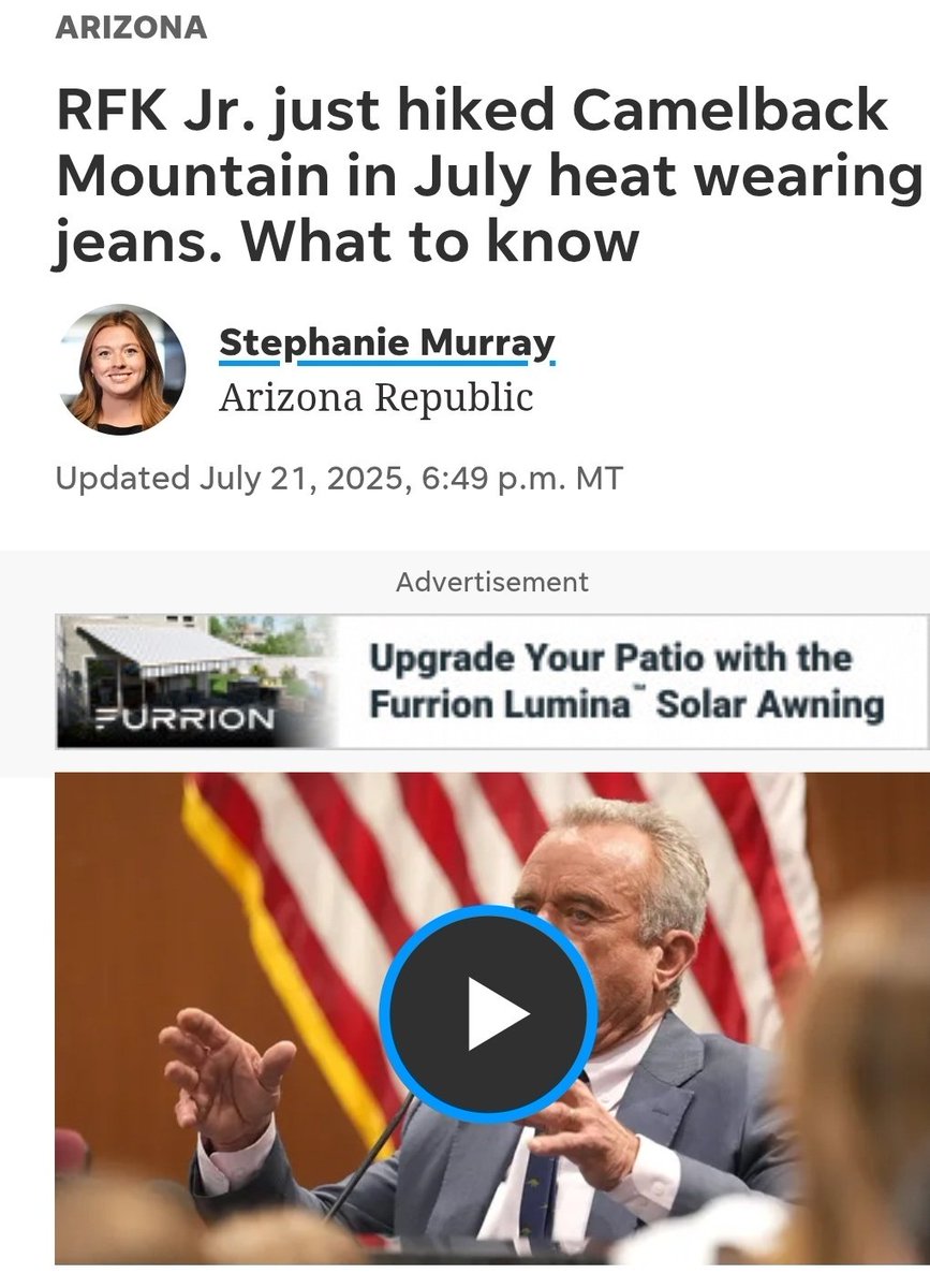 No surprise, but hatorade from the Arizona Republic tonight.  ⬇️⬇️

Hit piece article of RFK Jr. As Health Secretary for actually being healthy.