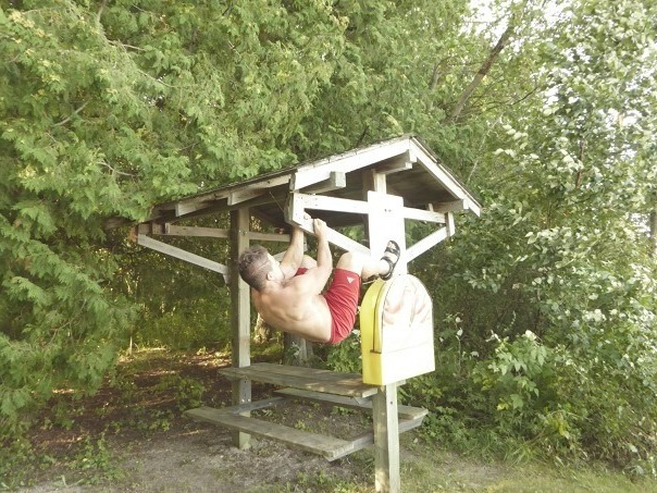 At the beach, using pavilion truss, go for a 3 set 39 rep knee to bar ab hanging air in and out leg raises then add progressive resistance overload for desired effect. #Psalm128:2 #stayingalivein2025 #fattofitnoquit #fightyoflight #fababs #icanucantoo #generationjoshua

@