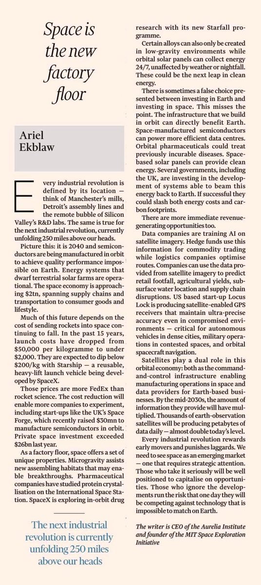 gdalmiathinks's tweet photo. Space is the new factory floor. Very interesting article in FT. https://t.co/EoltOliBBZ