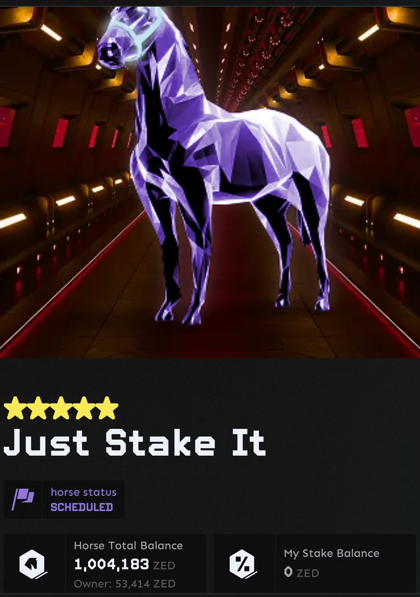 trost.base.eth (@ryantrost) on Twitter photo The first 5 star horse in <a href="/zed_champions/">ZED CHAMPIONS</a> locked up $10k usd before its even seen the track
NFT season The first 5 star horse in <a href="/zed_champions/">ZED CHAMPIONS</a> locked up $10k usd before its even seen the track
NFT season