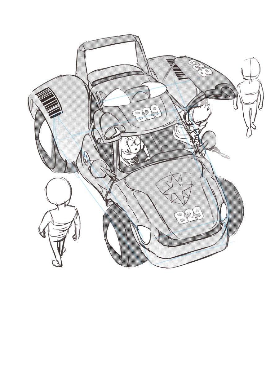 lukemoondoe's tweet image. A hideous attempt/draft of the Police Effort's squad car with Max & Tora in it. Perhaps this can be recycled for repurposing or maybe even kit-bashed in the future.