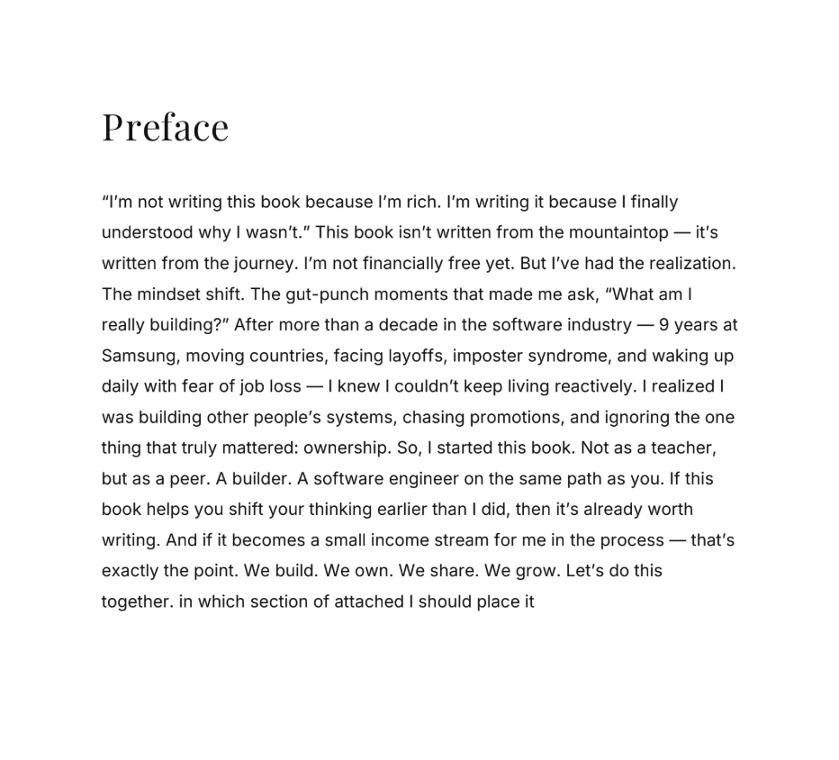 richSE's tweet photo. I didn’t write this book because I’m rich.
I wrote it because I finally understood why I wasn’t.
Here’s the preface that started it all 👇

📘 Rich Software Engineer
🛒🌐 https://t.co/ATuvyKyECr
#RichSoftwareEngineer #TechLayoffs #IndieHacker #DigitalProducts https://t.co/rU2Ys7j74s