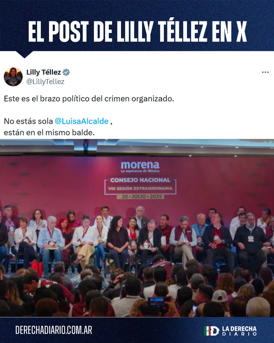 DerechaDiarioMX's tweet image. 🇲🇽 | Más claro ni el agua: La senadora Lilly Téllez (@LillyTellez) declaró que Morena es el brazo político del crimen organizado.