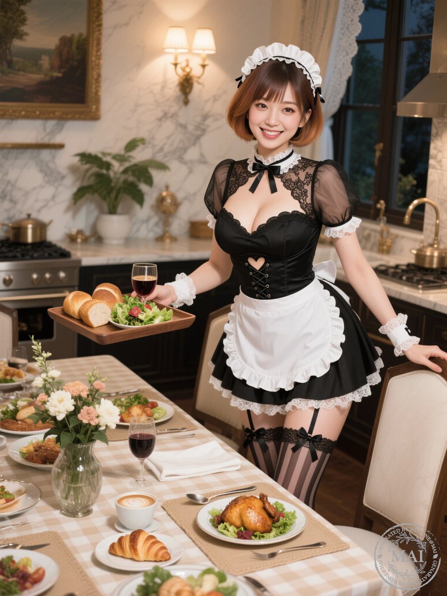 Sgt_Salts's tweet image. おかえりなさい🤗
お疲れ様でした✨🥗🍳
#AIメイド #AI画像生成